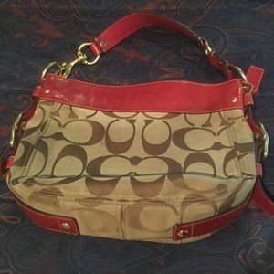 Coach Zoe Red Tan Bag - Great Condition!